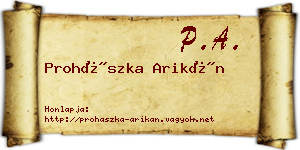 Prohászka Arikán névjegykártya